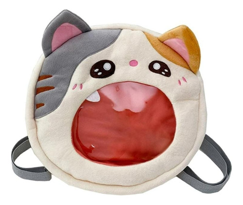 Mochila Estilo Coreano, Diseño De Gato, Visor Transparente.