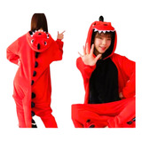 Pijama Disfraz Enterito Diseño Dinosaurio Rojo Para Adulto