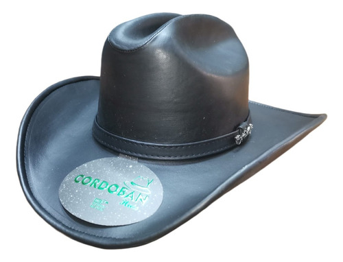 Sombrero Texana Piel Original Negra Unisex Ajustable Cuero