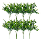 Kit 8 Buquê De Folhas Artificiais Samambaia Verde Decorativa