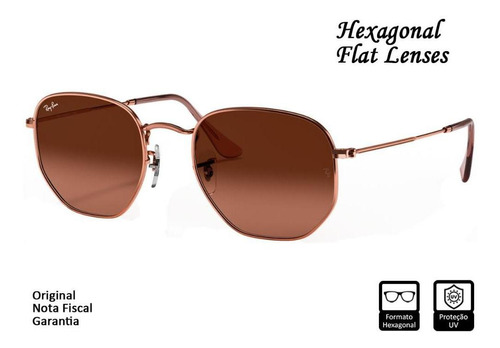 Oculos De Sol Ray Ban Hexagonal Flat Lenses Rose Original