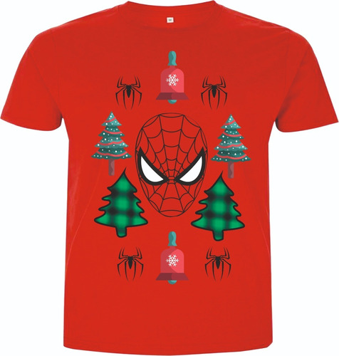 Camisetas Navideñas Navidad Spiderman Hombre Araña M1