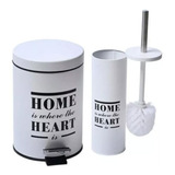 Tacho Cesto Basura 3l + Cepillo Escobilla Baño Home Blanco