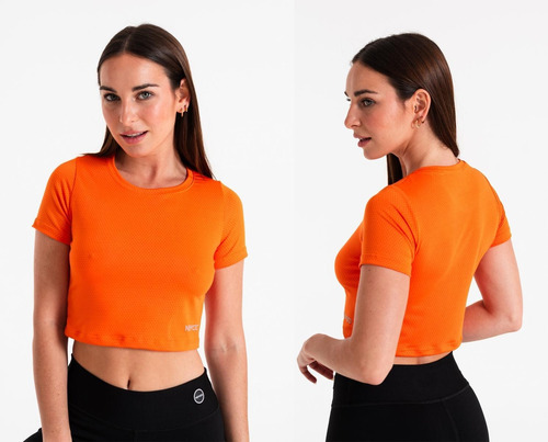 Remera Crop Top Manga Corta Mujer Deportiva Dry