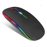 Mouse Recarregável Sem Fio Wireless Bluetooth Dual Led Rgb Cor Preto