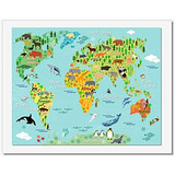 Mapa Del Mundo Animal Arte De Pared Educativo Niños 11...