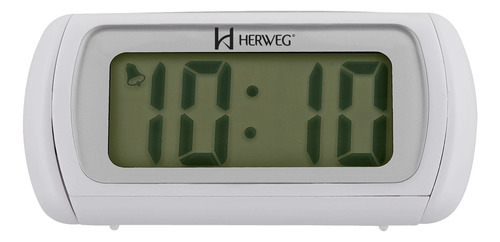 Relógio Despertador Digital Branco Luz Noturna Azul Herweg