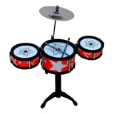 Mini Bateria Musical Infantil 3 Tambores 1 Prato Jazz Alti