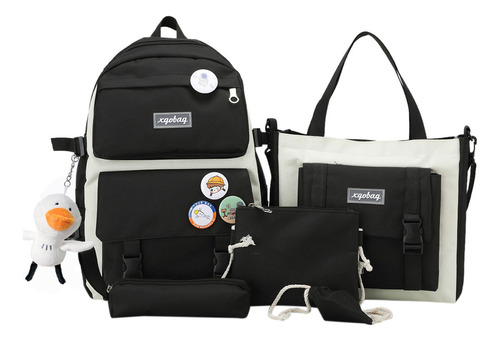 Mochilas Backpack Impermeable Puerto Usb Set 3pzs Color Negro
