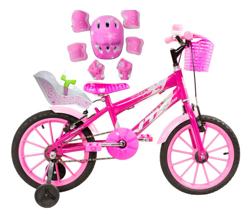 Bicicleta Infantil Aro 16 Feminina Com Kit De Acessórios 