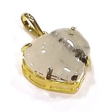 Pingente Coração Pedra Cristal C Turmalina 2cm Folheado Ouro