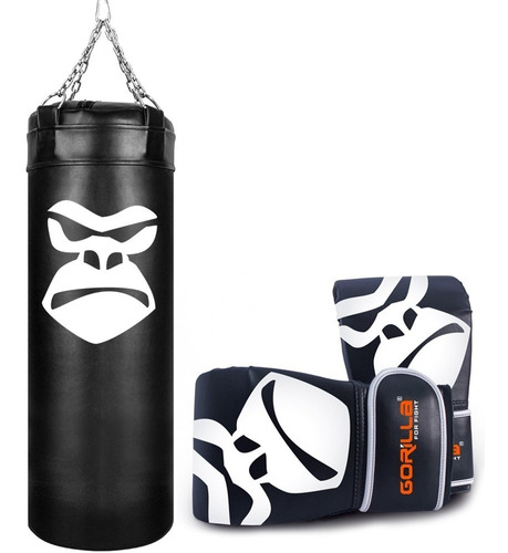 Gorilla Kit Boxe Infantil Cor Preto Saco De Pancadas 90cm Y 100cm Par De Bate Saco Pro Gorilla