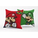 Almofada Com Enchimento 40x40 Super Mario Cor Vermelho-verde