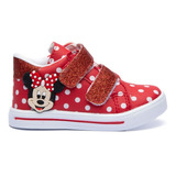 Tênis Infantil Feminino Cano Alto Vermelho Minnie