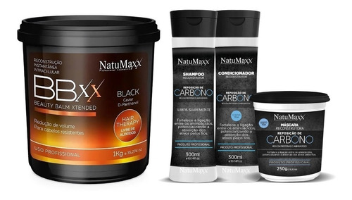 Natumaxx Kit Reposiçao De Carbono 3x1 + Btx Black Natumaxx