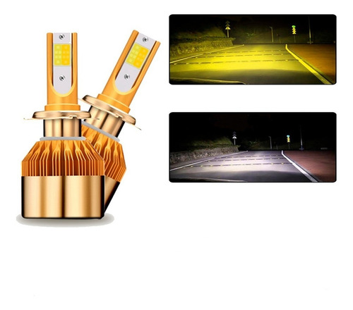 Focos Led Bicolor Blanco Amarillo 3,800lm H4 9007 9005 9006