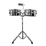 Timbales Power Beat 14'' & 15'' Con Atril, Cromados Jbtbs151