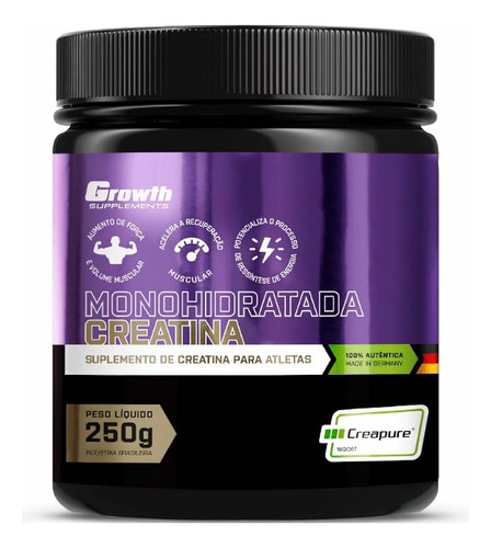 Creatina Creapure Growth Supplements Em Pó Pote Com 250g