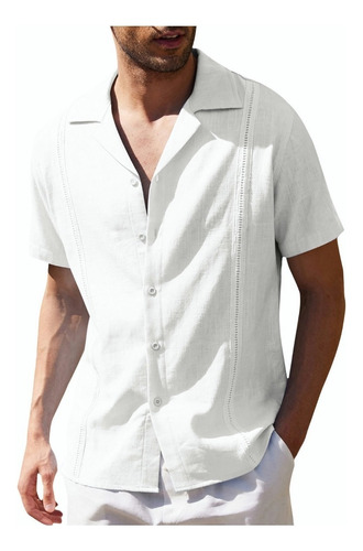 Camisa Lino Hombre Caballero Moda Casual Transpirable .