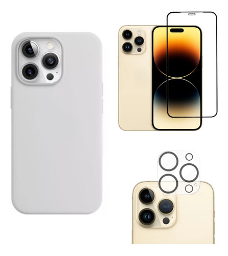 Capa Silicone + Pelicula Para iPhone 13/mini/pro/promax 3em1