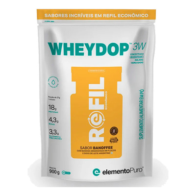 Suplemento Em Pó Wheydop 3w Elemento Puro Whey Protein Refil 900g Sabor Banoffee