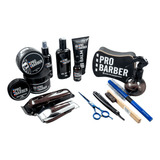 Kit Barbeiro Kemei Máquina De Cortar Cabelo + 25 Itens 