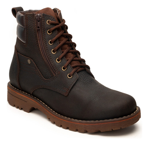 Bota Botin Caballero Biker Combat Piel Espartanos 333 Cafe