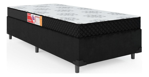 Cama Box Solteiro Colchão Espuma D20 88x188x53cm Preto/cinza