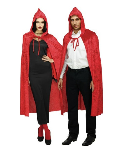 Capa Negra Capucha Unitalla Unisex Disfraz Vampiro Halloween