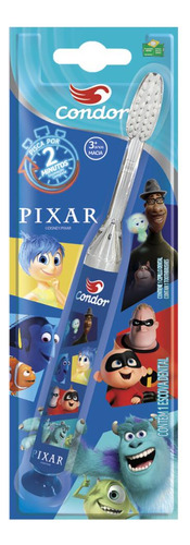 Escova Dental Infantil Macia Com Luz De Led Pixar Condor