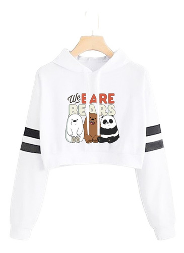 Buzo Buso Blanco Lineas Saco Hoodies Corto Osos Escandalosos