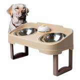 Comedero Elevado Perros Doble Cuenco Antideslizante Beige