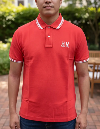 Playera Polo Psycho Bunny Coral Hombre