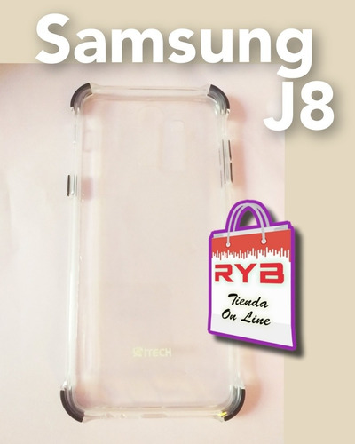 Funda Para Samsung J8 Transparente Bordes De Color Negro