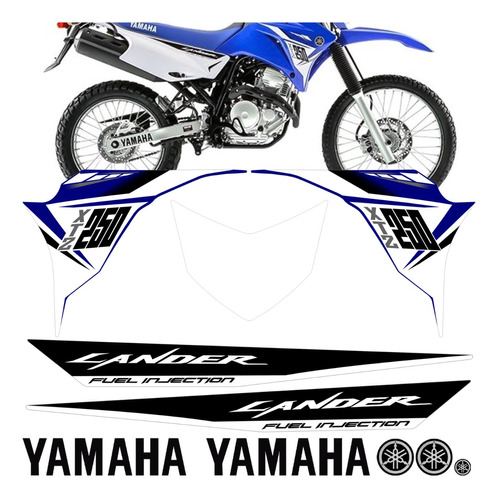 Kit Adesivo Lander 250 2015 Azul Moto Yamaha Faixa Jogo