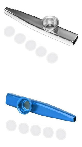 2pcs Kazoo Flauta Ajustable Niños Adultos Plata Y Azul