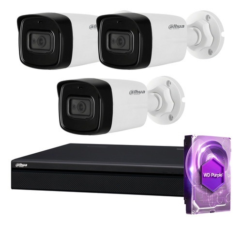 Kit Seguridad Dahua Dvr 4k 4 Ch + 3 Camaras 8mp + Disco