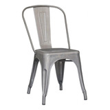 Silla Restaurante Metalico Asiento Plata Exterior Comedor