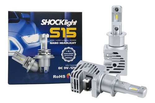 Par Lâmpadas Shocklight Headlight S15 Nano H3 4200lm 40w 12v