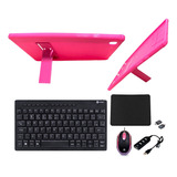 Capa Suporte Rosa +teclado Mouse P/ Tablet A7 T500/t505 10.4