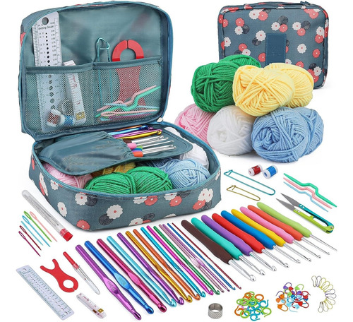 Set Estuche Crochet Silicona Tejidos Palillos Para Tejer