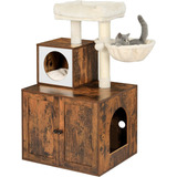 Arbol Para Gatos Con Caja De Arena De Madera Marca Msmask