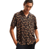 Blusa Camisa De Manga Corta De Leopardo Con Solapa De Verano