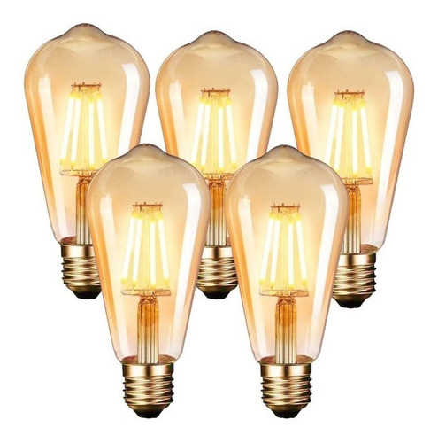 X5 Ampolleta Vintage Led Soquete E27 Luces Vintage Calida St