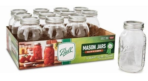 Frasco Mason Jar Ball Boca Regular 32 Oz (caja Con 12)