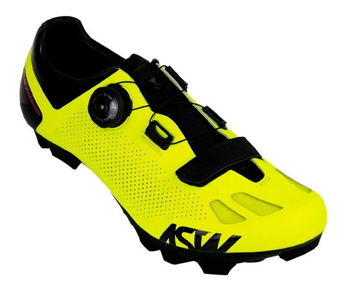 Sapatilha Ciclismo Bike Asw Ruby Mtb Amarelo Fluor