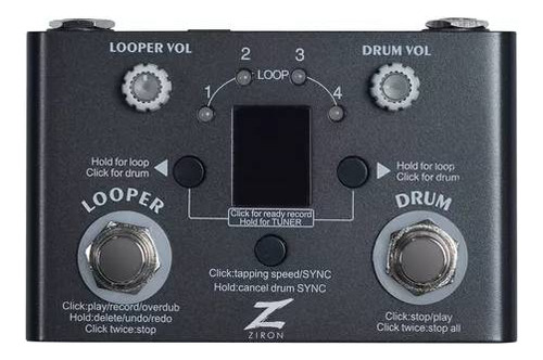 Pedal Ziron Guitarra Drum Looper + Afinador Usb-c