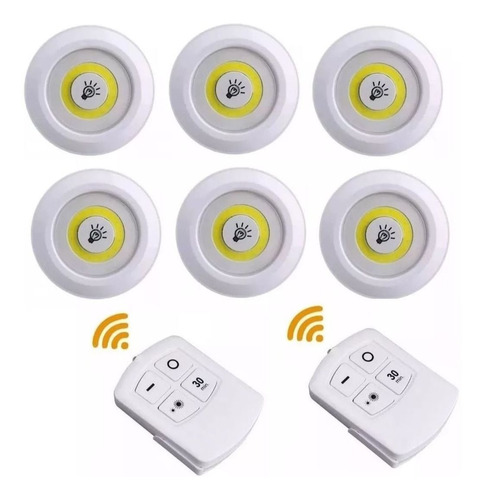 Kit 6 Lampadas Spot Led Luminaria Controle Sem Fio Remoto