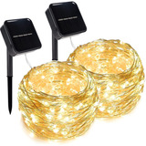 Pack 2 Tiras Luces Led Tipo Alambre 120 Leds 12mts Solares 