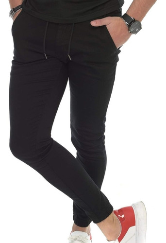 Pantalones Joggers Hombre Chupin Gabardina Elastizada 